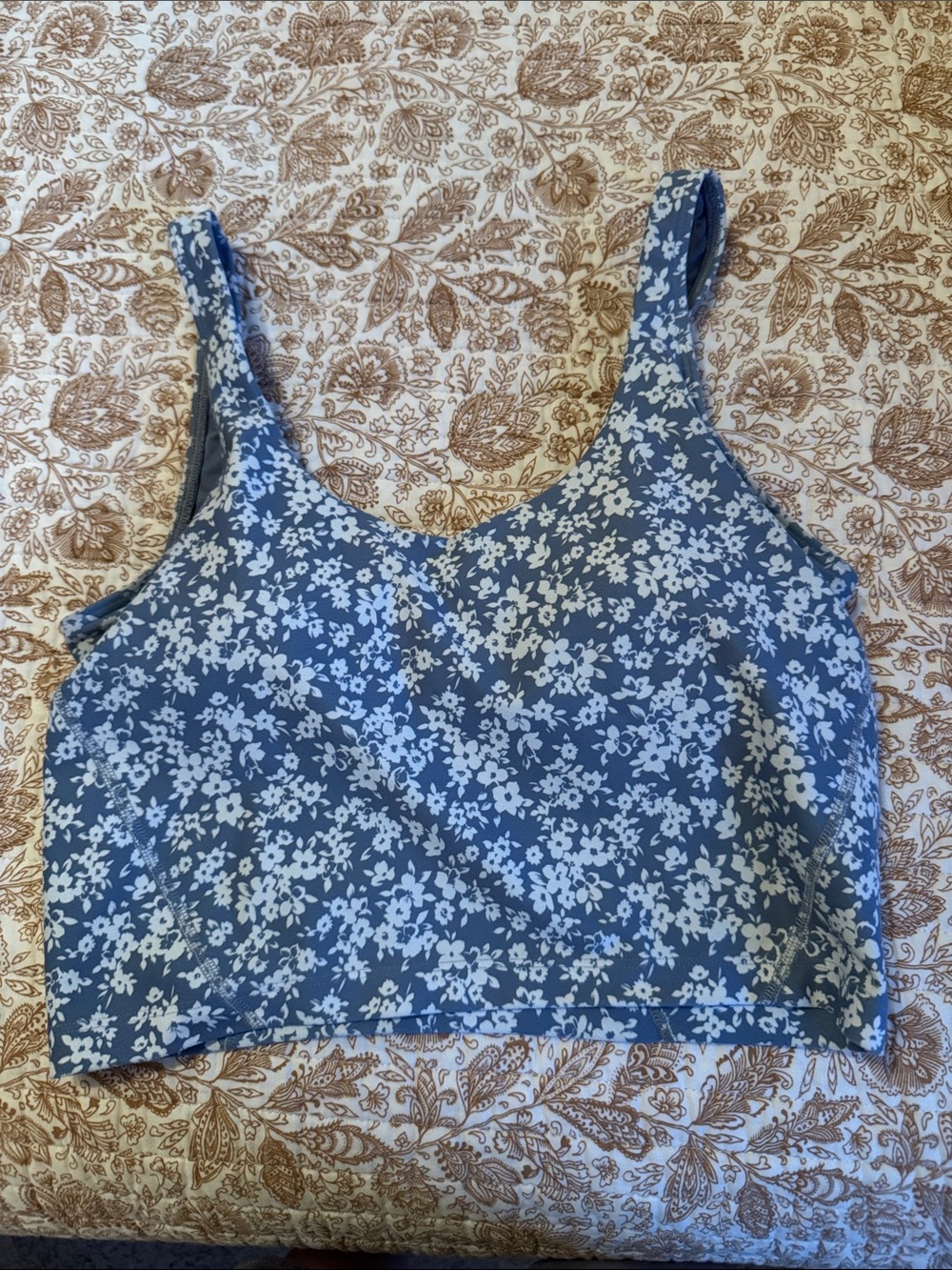 Hollister Women's Blue Floral Crop Tank Top